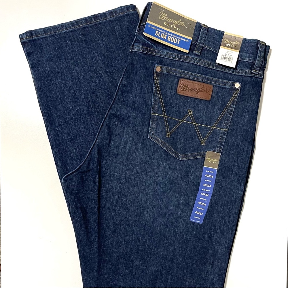 NWT Wrangler Retro Jeans - Dark Wash Slim Bootcut - Size 40 | 34